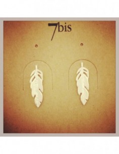 Boucle d'Oreilles fin plume droite argenté - 7BIS