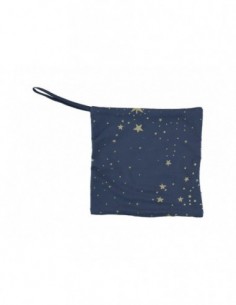 Doudou plat bleu nuit étoile dorée