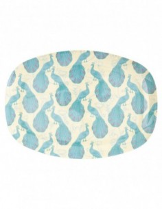 Assiette rectangulaire Paon