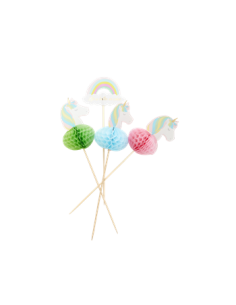 Baguettes de fête - forme de licorne et arc-en-ciel - 12 pièces