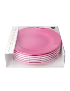 Assiettes plates rondes mélamine Rose