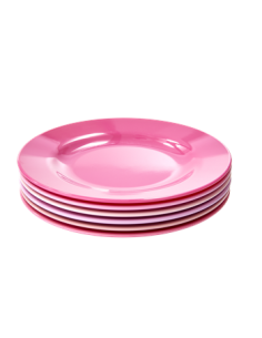 Assiettes plates rondes mélamine Rose 2