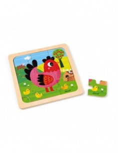 Puzzle Poule Violette 9 pcs (bois)