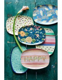 Assiette rectangulaire en mélamine, imprimé « Fleurs d'Automne » 2