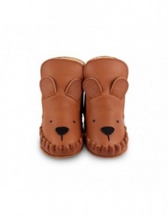 Chausson cuir OURS couleur marron foncé 2