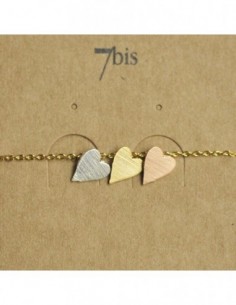 Bracelet 3 coeurs tricolores doré 7Bis